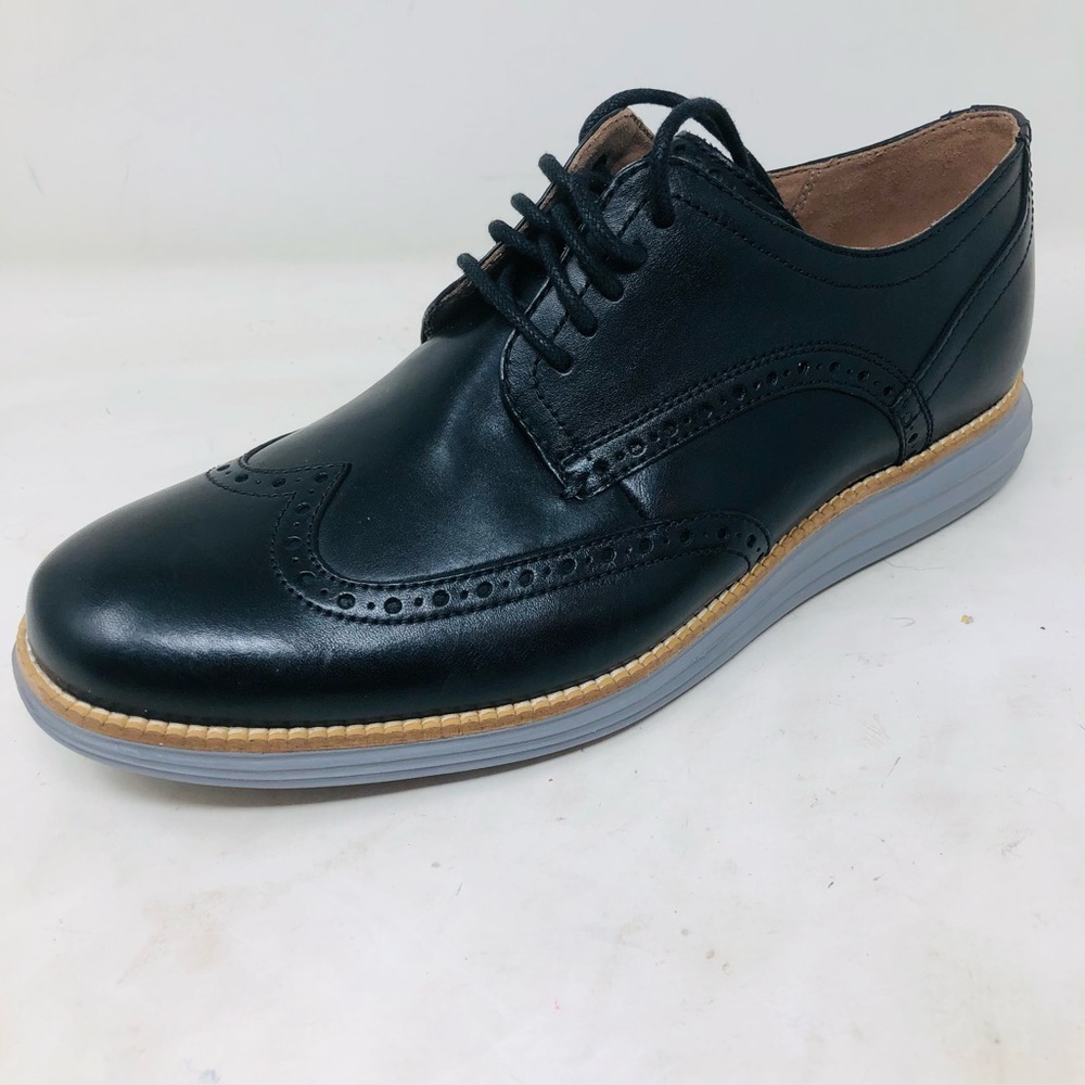 New Cole Haan Black Leather Men's Wingtip Brogue Shoes